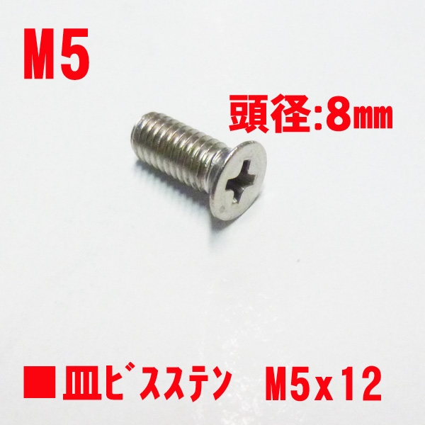 丁番用ビス　M5X12mm　皿ビス　　　頭径8mm