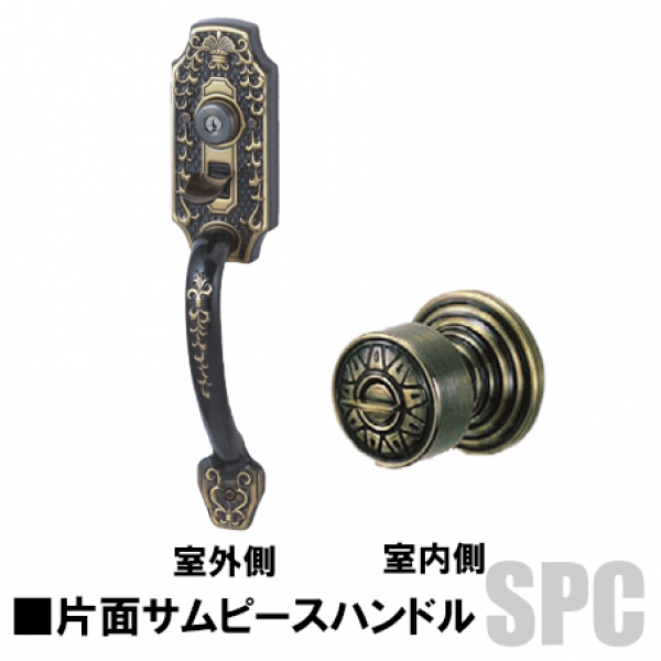 GOAL・アンティーク錠　S-CT-5-CHA　 補助錠無・片面サムピースハンドル
